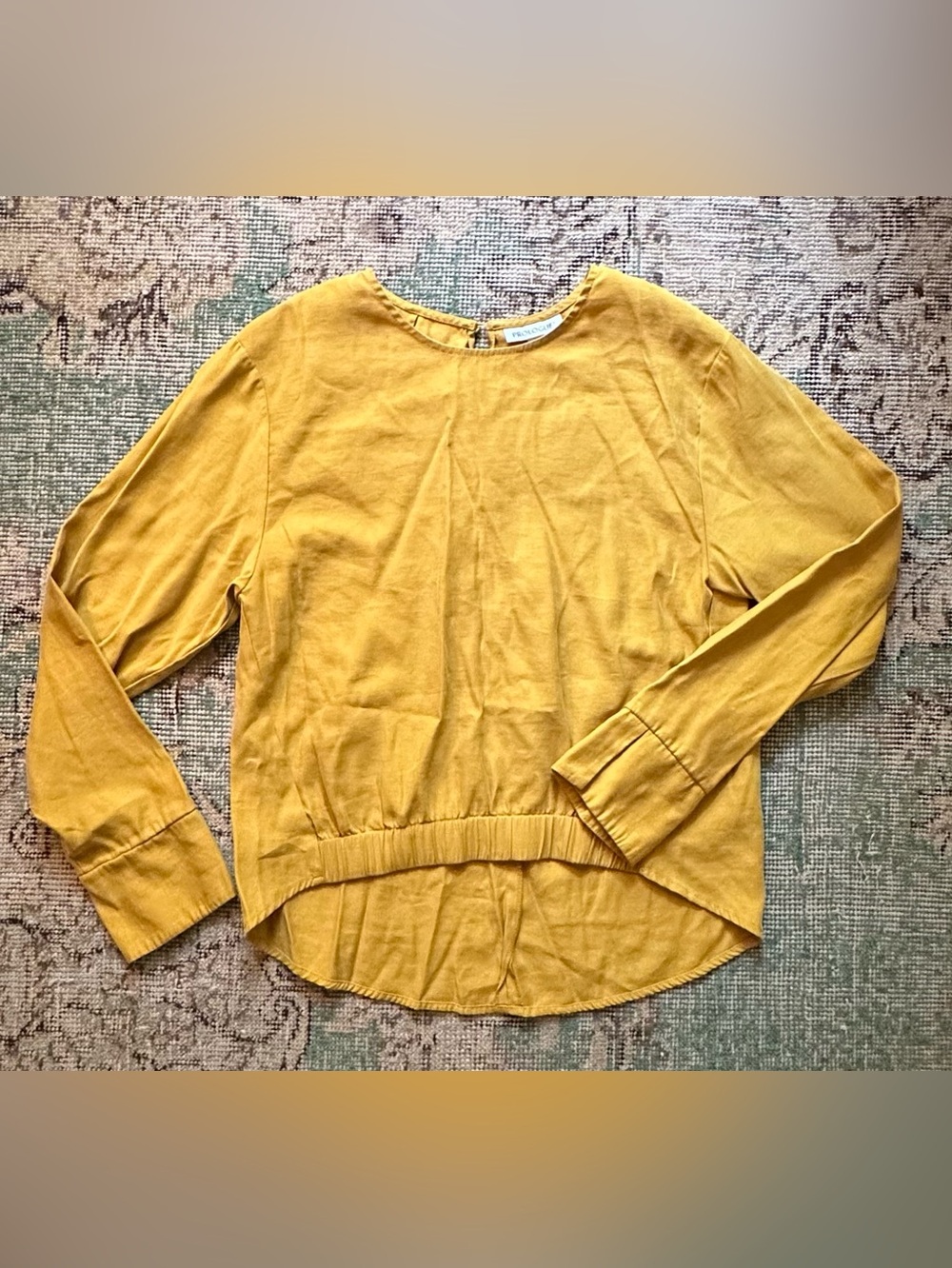 PROLOGUE Office Career Mustard Yellow Keyhole Blouse Top sz XS Excellent Condit